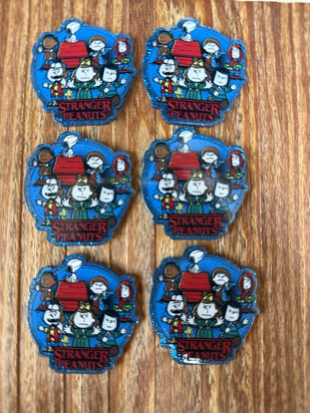 6 Pc Stranger Peanuts Charlie Brown Acrylic Flatbacks
